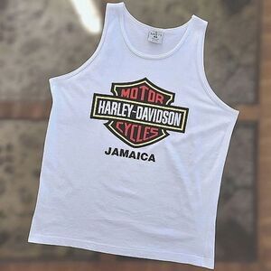 Vtg white Harley-Davidson Jamaica big logo graphic tank